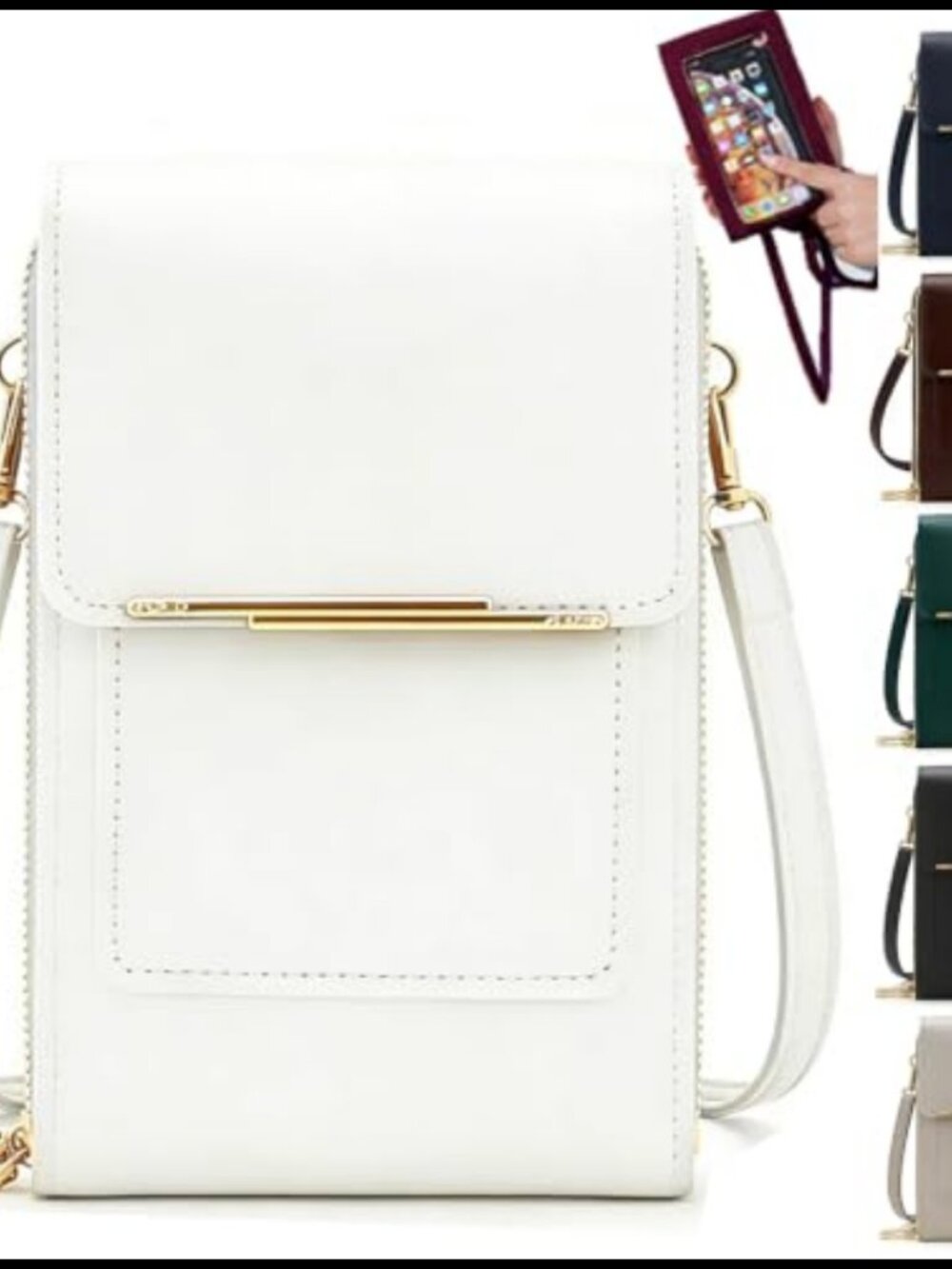 PU Leather Crossbody Phone Bag Adjustable Detachable Strap Travel Wallet